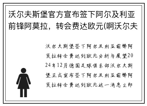 沃尔夫斯堡官方宣布签下阿尔及利亚前锋阿莫拉，转会费达欧元(啊沃尔夫)