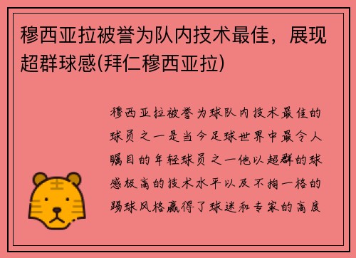 穆西亚拉被誉为队内技术最佳，展现超群球感(拜仁穆西亚拉)
