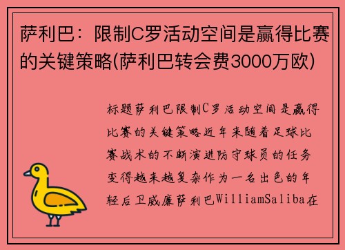 萨利巴：限制C罗活动空间是赢得比赛的关键策略(萨利巴转会费3000万欧)
